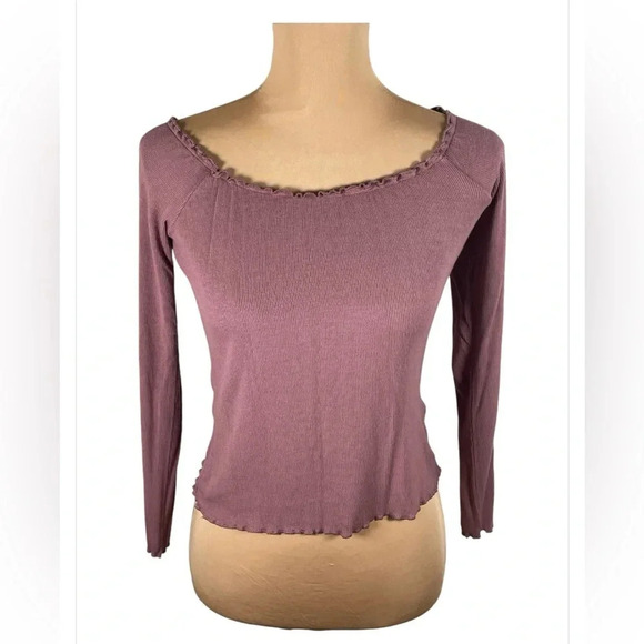 Garage‎ Mauve Color Long sleeve Ribbed T~Shirt Large - Picture 1 of 7